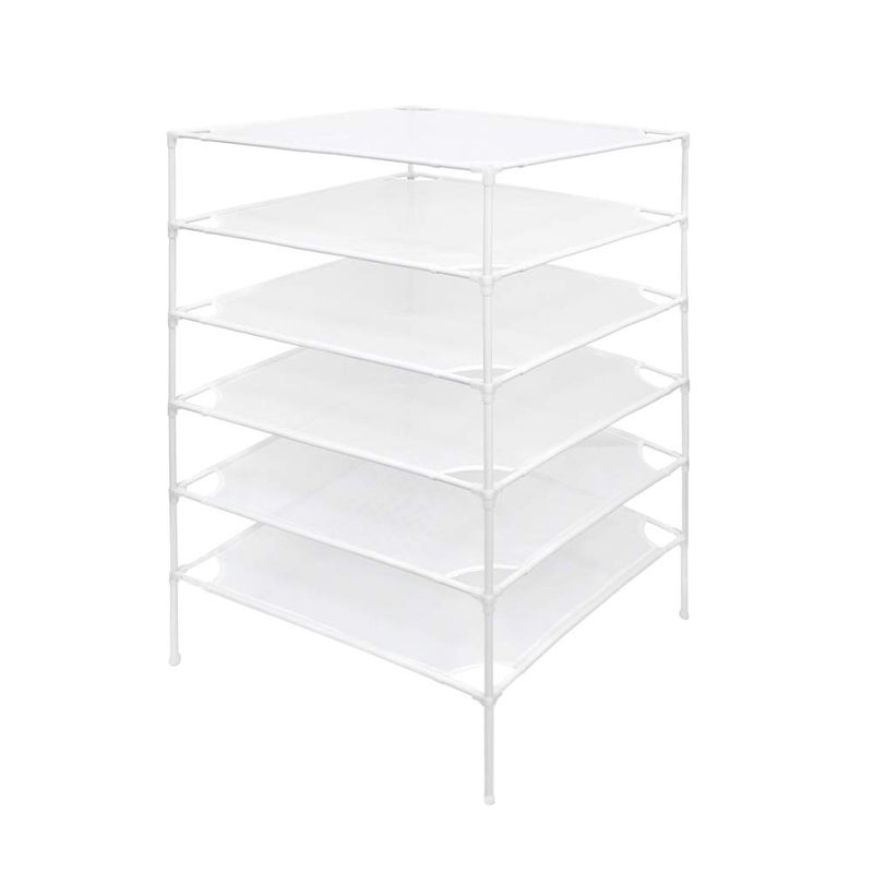 CASOLLY 6 Layer Sweater Drying Rack Mesh Foldable,Stackable,White - Image 1